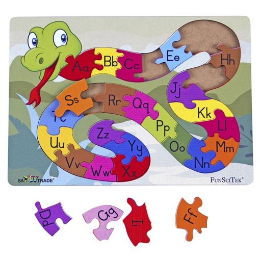 Frame Puzzle A4 - Snake Alphabet (wood)