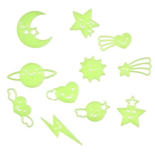 Glow in the Dark - Assorted (12pc) - Medium Stick-On