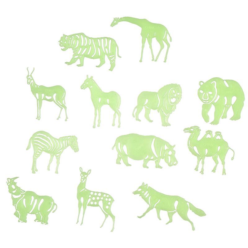 Glow in the Dark - Wild Animals (12pc) - Medium Stick-On