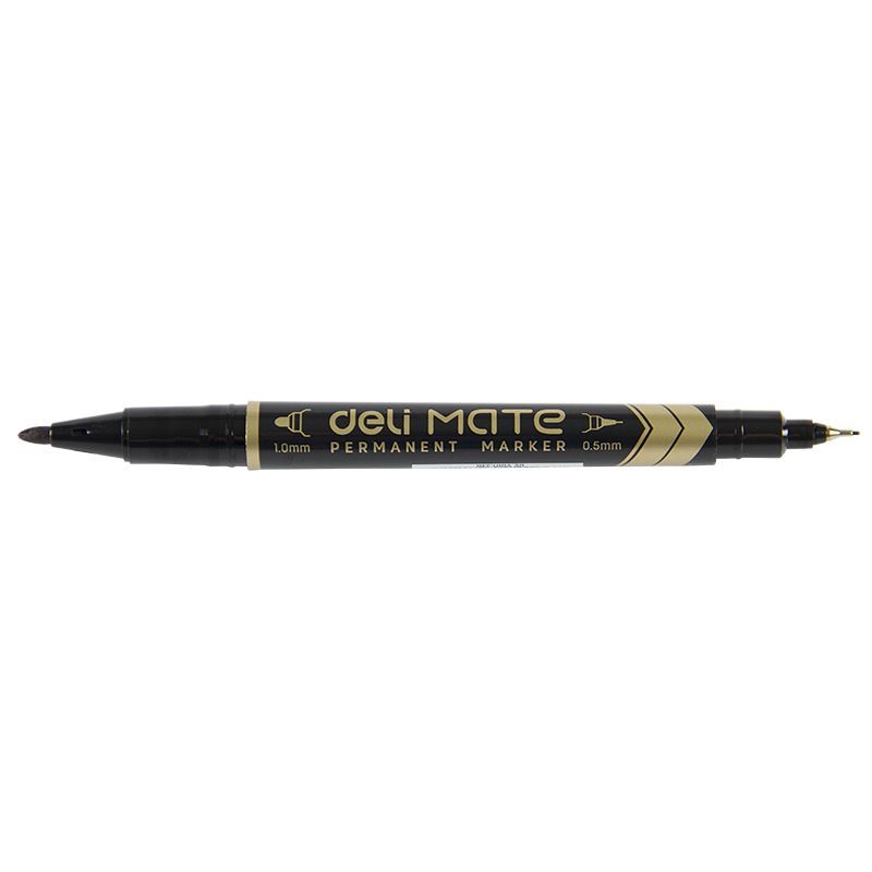 Permanent Marker - Dual Fine Tip 0.5mm & 1.0mm (1pc) - Black - Deli