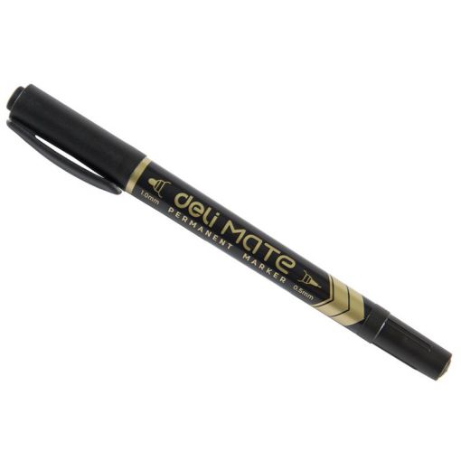 Permanent Marker - Dual Fine Tip 0.5mm & 1.0mm (1pc) - Black - Deli