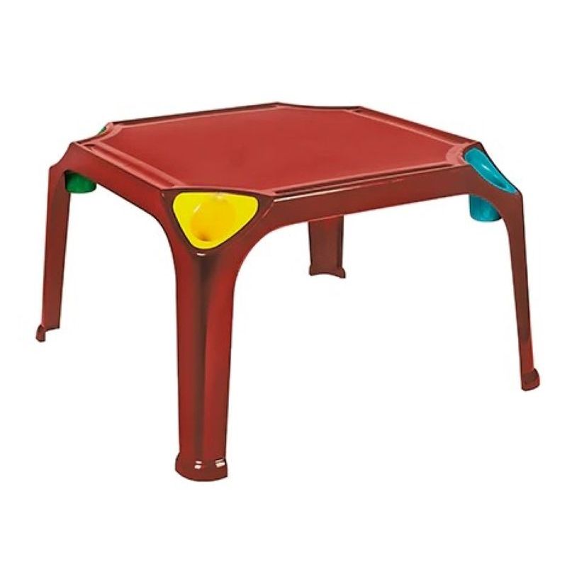Red Table with Crayon Holders