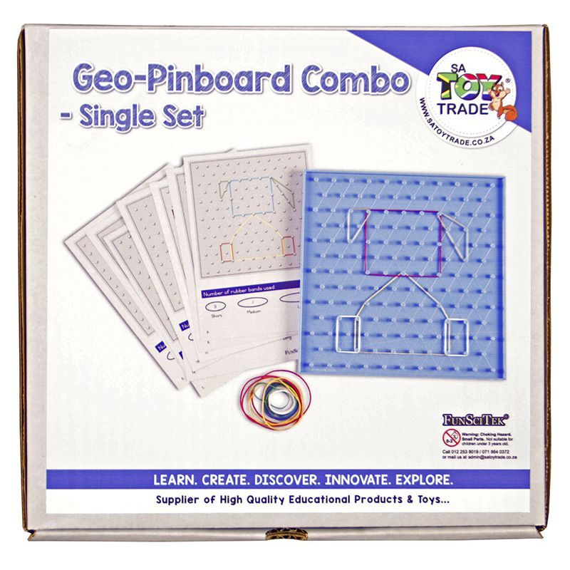 Pinboard Box Geo-Pinboard Combo (Board, Rubbers & Cards) - Single Set in Box