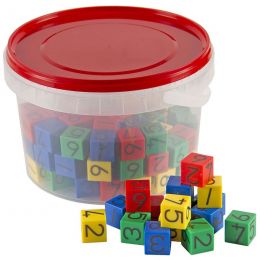 Dice - Plastic with Numbers (2x2cm) in Tub (100pc)