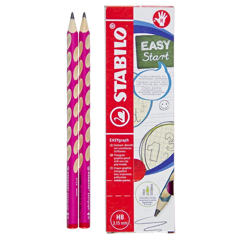 Pencil - HB Triangular Jumbo Groove - Right Hand (12pc) - Pink