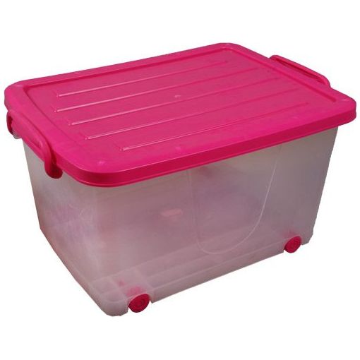 Storage Bin Clear (55L) With Wheels - choose colour