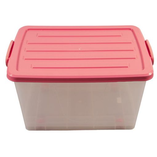 Storage Bin Clear (55L) With Wheels - choose colour