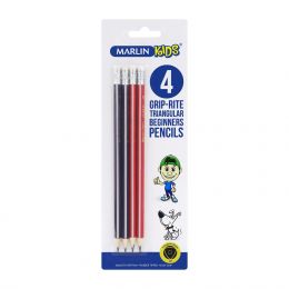 Pencils - Triangular 2B (4pc) Kids Grip Rite - Marlin