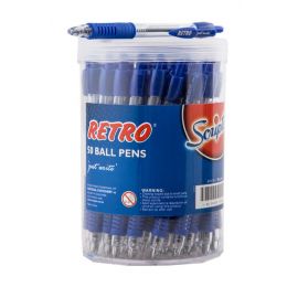 Pen Scripto Retro Ball (50pc in Storage Tub) - Blue