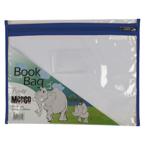 Book Bag - Library Book Bag A4 - PVC Clear - choose Zip colour