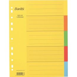BANTEX Manilla Divider Board - 5 Divisions (5 Colour)