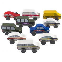 Wooden Coloured Car Set (10pc) - Small
