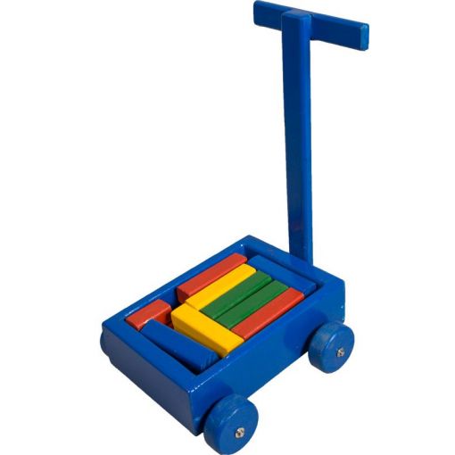 Wooden Push Cart With Blocks