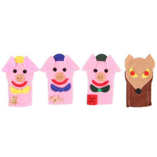 Finger - Printed Story Puppets - 3 Little Pigs (4pc)