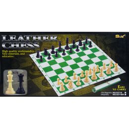 Leather Chess  - Large Plastic Pieces