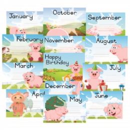 Birthday Chart - A4 - Pig (13pc)