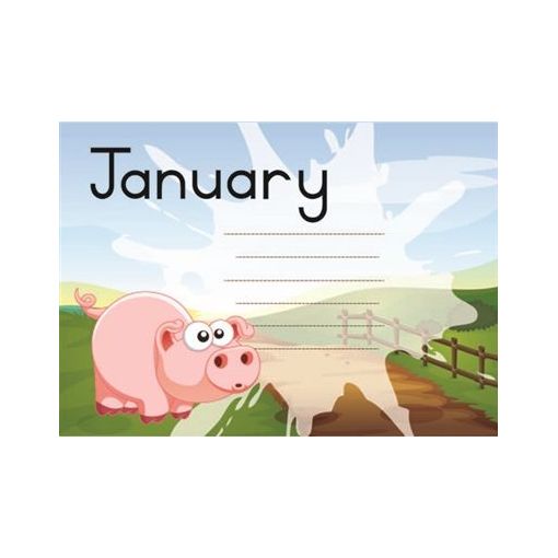 Birthday Chart - A4 - Pig (13pc)