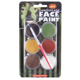 Face Paint Kit (6x10ml) With Brush - Camouflage