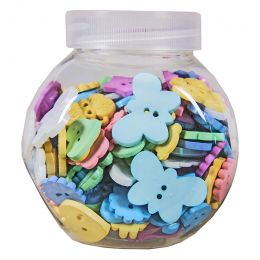 Buttons Plastic in Jar - Pastel - Assorted