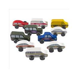 Wooden Coloured Car Set (10pc) - Deluxe