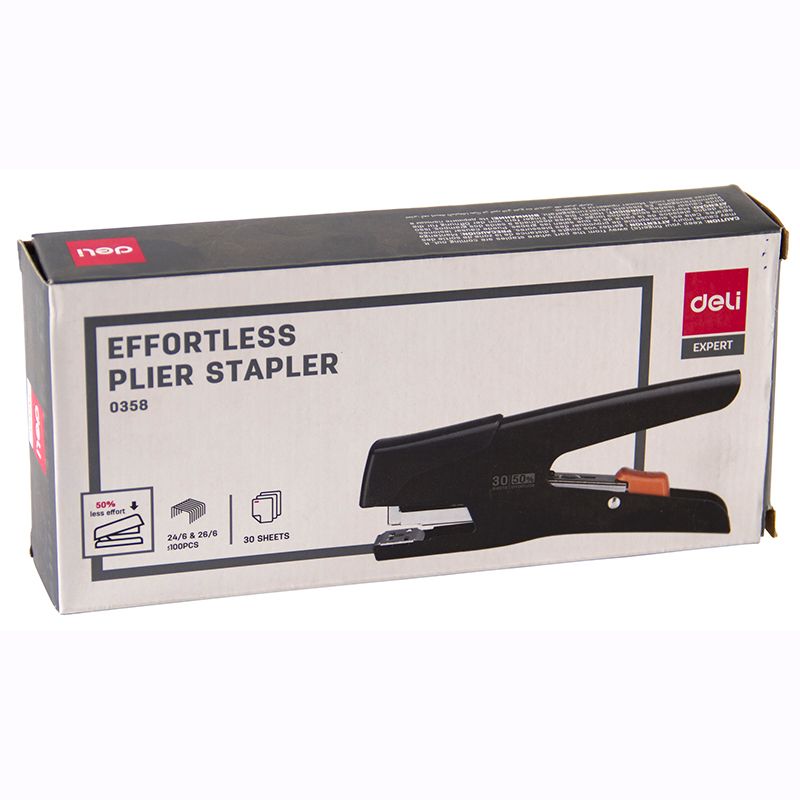 Effortless Plier Stapler 30 Sheets24/6 & 26/6 Black Deli