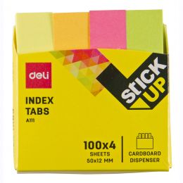 Index Tabs 50x12mm Paper Tab Square Bright 4 Colours - Deli
