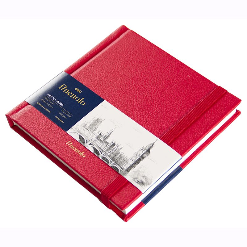 Sketch Book Finenolo - 120x120mm Red Cover Acid Free 160gsm 40 Sheets  - Deli