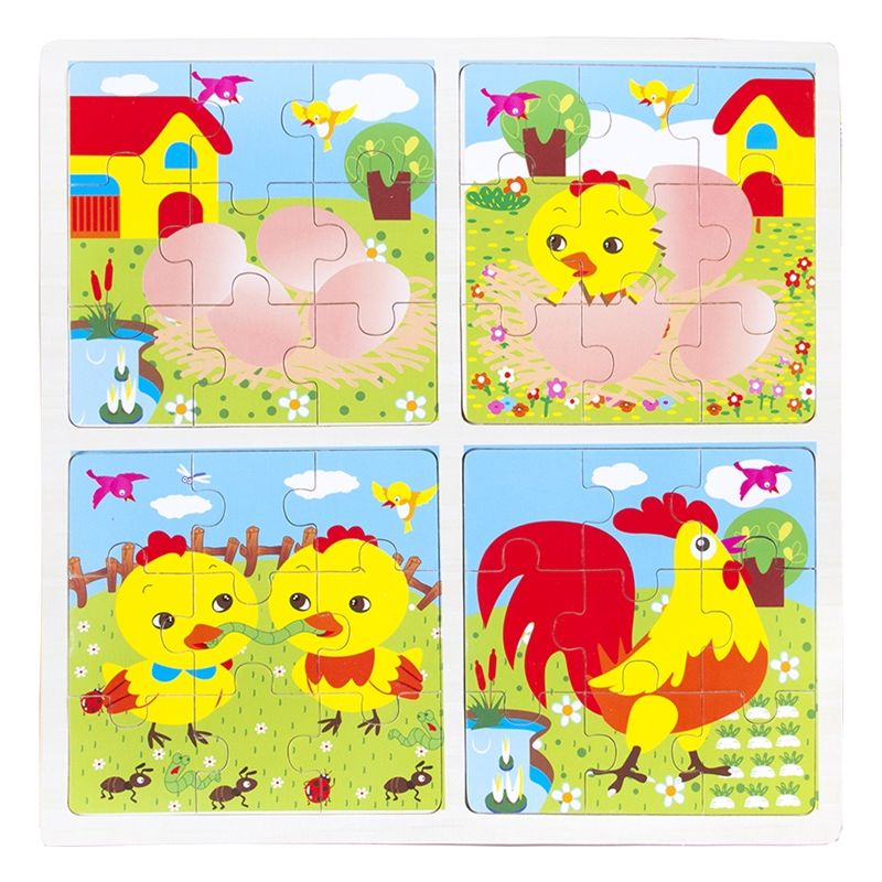 Frame Puzzle - Chicken Life Cycle Story (4x9pc) - wood