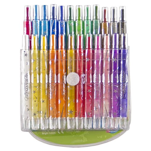 Twister Crayons - Non Toxic Crayon (24 colours) Short Retractable - Deli