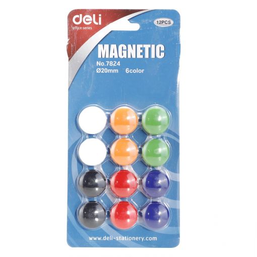 Magnetic Buttons - 20mm (12pc) Assorted Colours - Deli