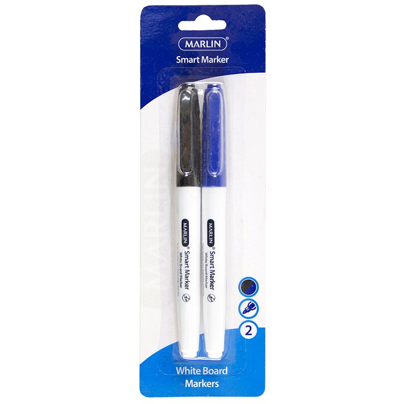 Whiteboard Marker - (2pc) Blue & Black - Marlin