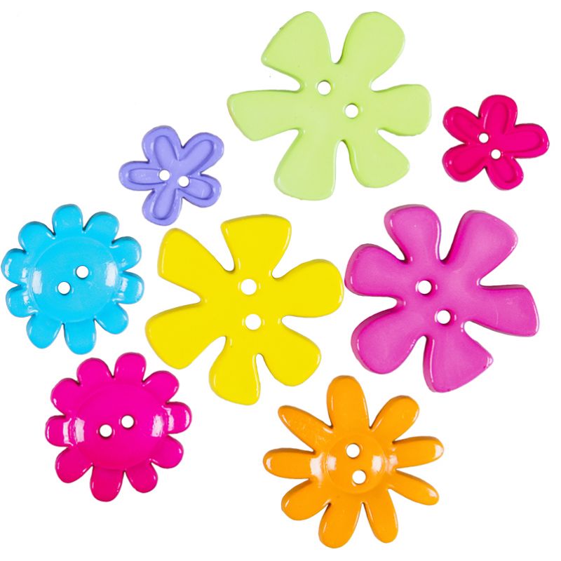 Buttons Plastic - Assorted - Flower - (~20g)