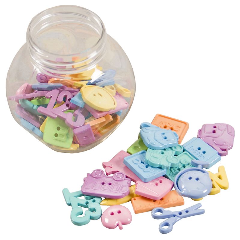 Buttons Plastic in Jar - Bright - Back to School