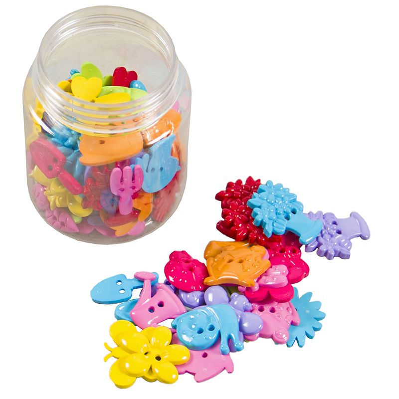 Buttons Plastic in Jar - Bright - Bugs