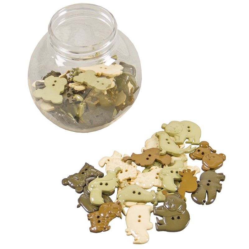 Buttons Plastic in Jar - Bright - WildLife