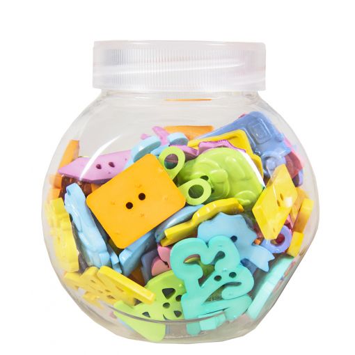 Buttons Plastic in Jar - Bright - Back to School