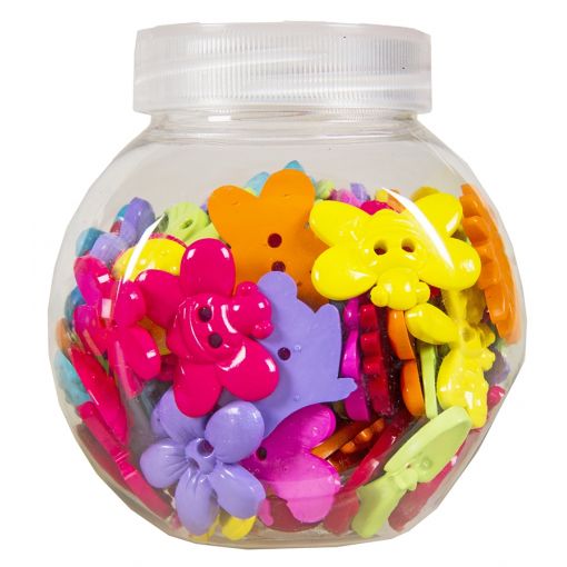 Buttons Plastic in Jar - Bright - Bugs