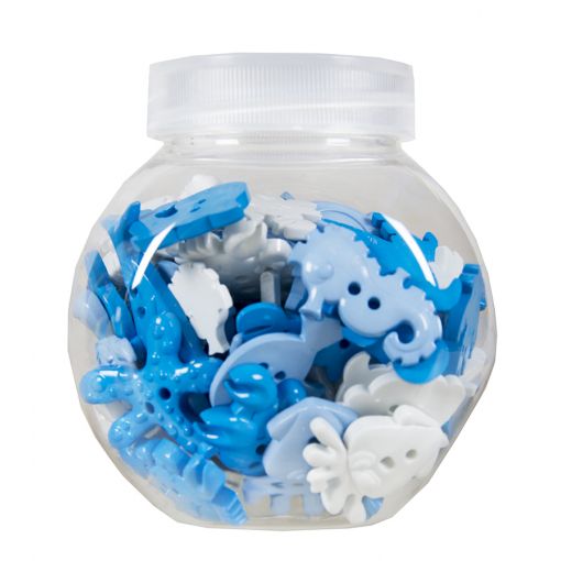 Buttons Plastic in Jar - Bright - Sea & Sand