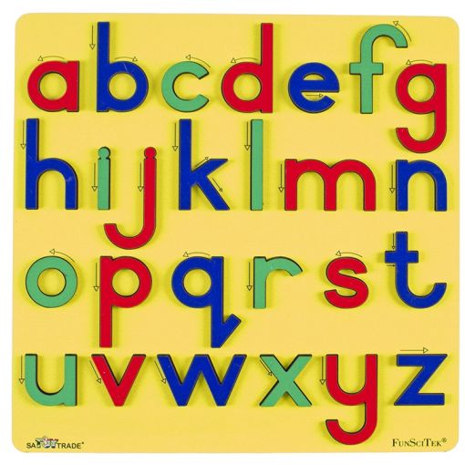 Alphabet Lower (26) Touch On & Insert Board - wood