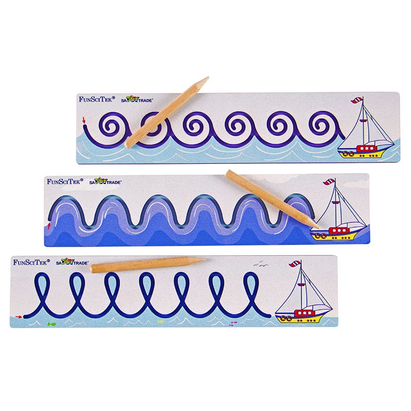 Writing patterns - Boat (3pc) Pencil Tracing - Wooden