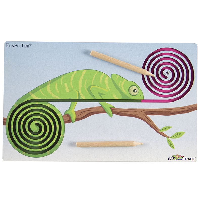 Writing patterns - Chameleon Double Spiral Pencil Tracing - Wooden