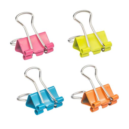 Foldback Binder Clips - 15mm (50pc) in Jar - Bright Colours - Deli