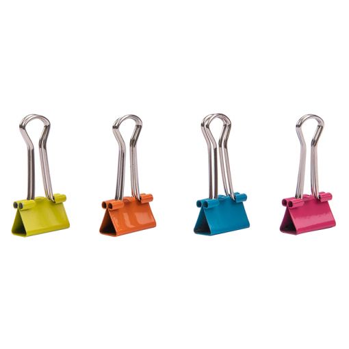 Foldback Binder Clips - 19mm (25pc) in Jar - Bright Colours - Deli