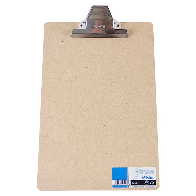 Clipboard - Masonite A4 (1pc) Metal Clip - Bantex