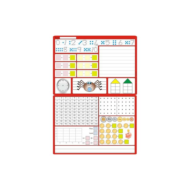 Dry Wipe - Math Board - Gr 1  D/S (A3) (incl whiteboard pen)