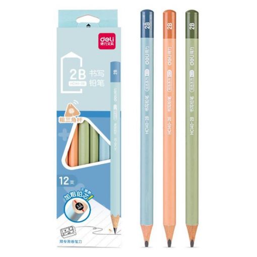 Pencils - 2B (12pc) Triangular Jumbo with Sharpener - Deli