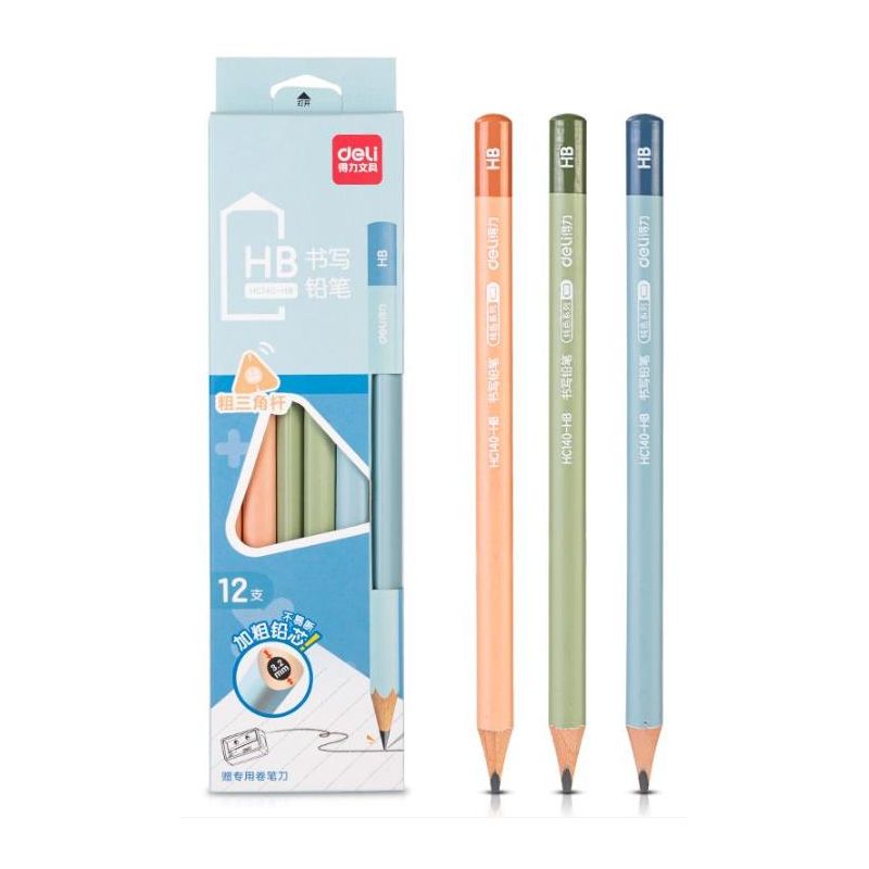 Pencils - HB (12pc) Triangular Jumbo with Sharpener - Deli