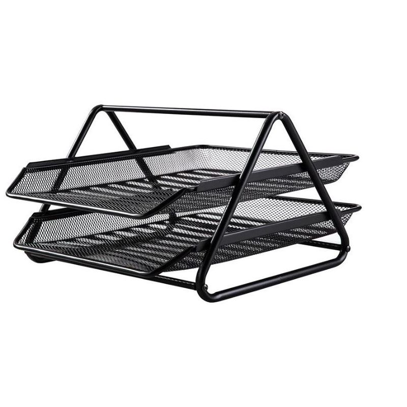 File Tray 2 Tier Metal Mesh 350x274x185mm Black - Deli