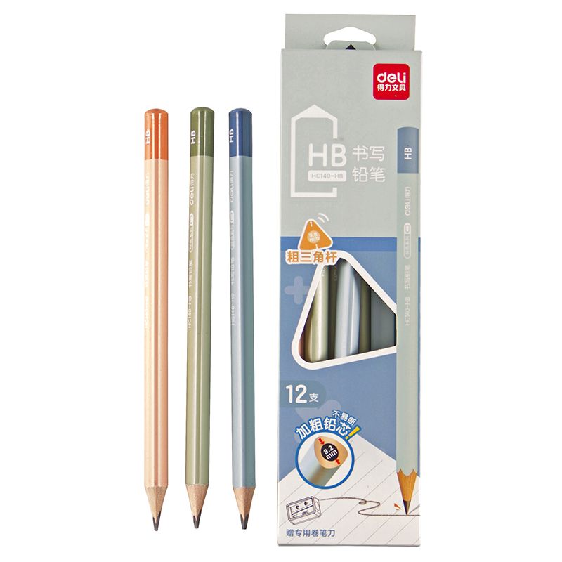 Pencils - HB (12pc) Triangular Jumbo with Sharpener - Deli