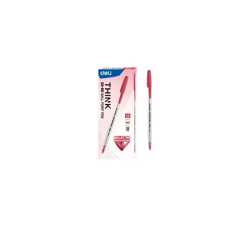 Pen - Ballpoint - Red - Tip 1.0mm (1pc) - Deli